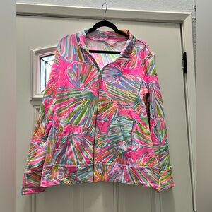 VGUC Lilly Pulitzer Reagan Luxletic Zip-Up Pink Pout Shellabrate XL
